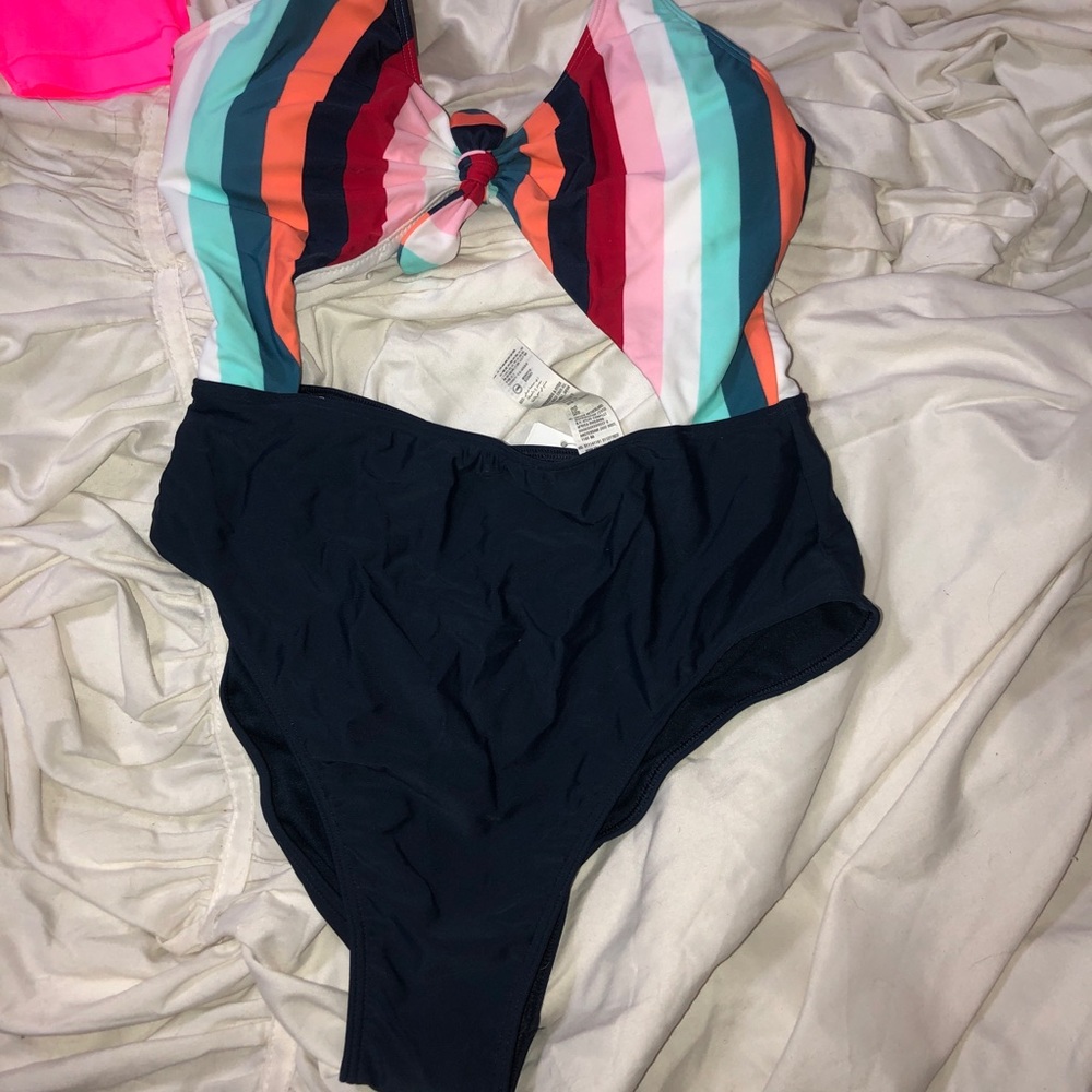 Multi color one piece bathing suit